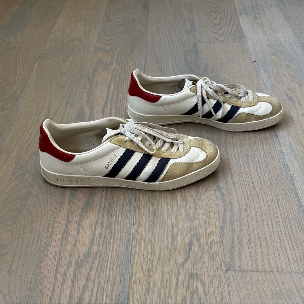 Adidas x Gucci Gazelle White Red and Blue Sneakers